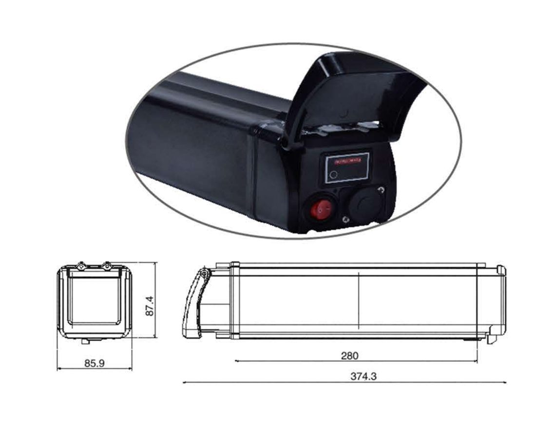 Liying No.1 E-bike lithium battery-Size