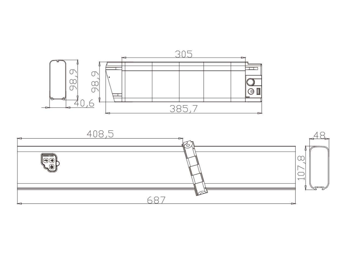 Changzheng No.1 Built-in E-bike battery-Size