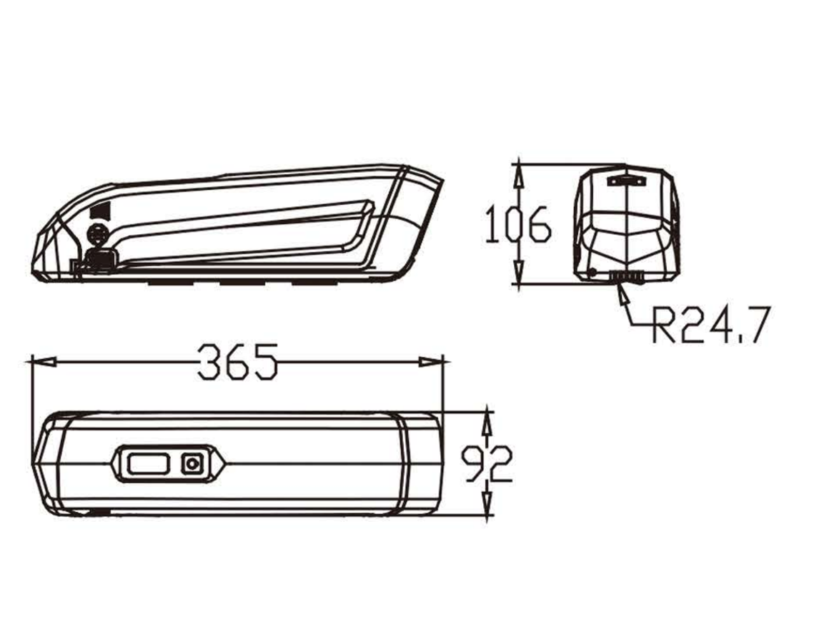 Hailong No. 2 E-bike battery-Size