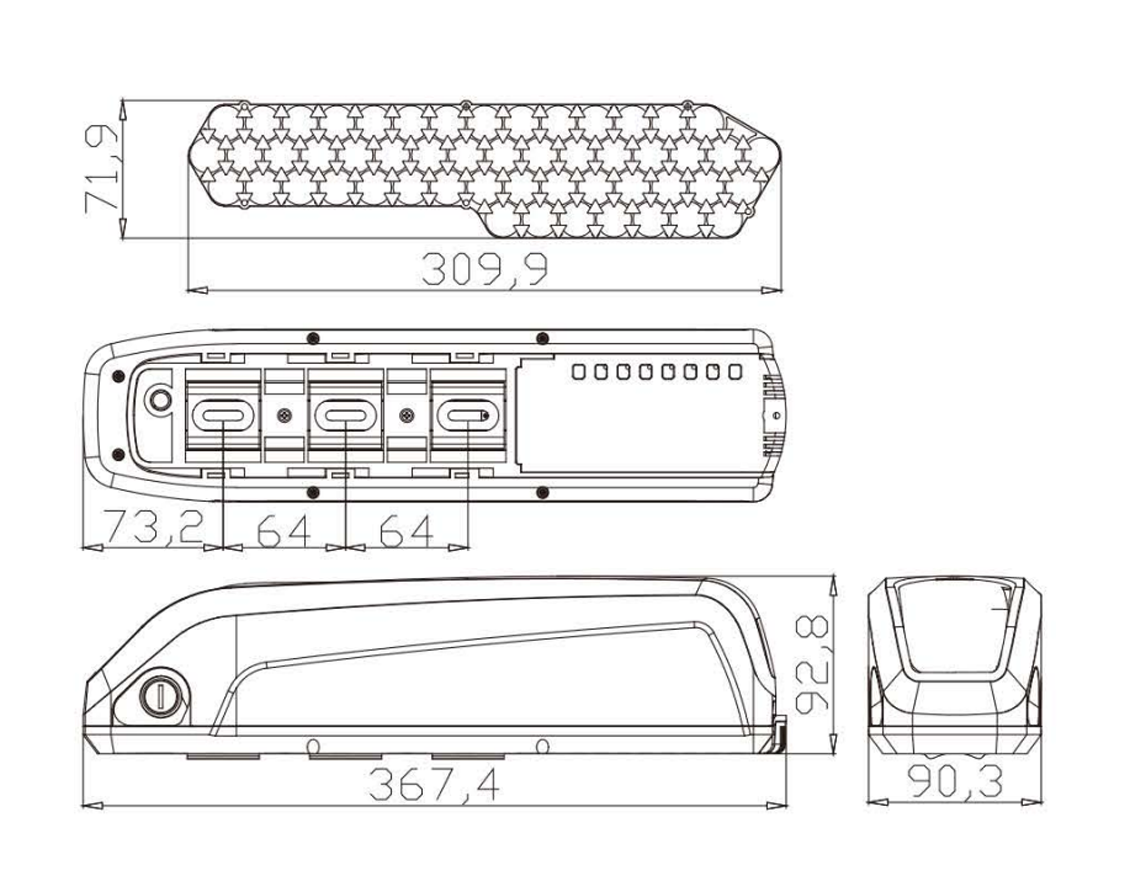 Hailong Pro E-bike battery-Size