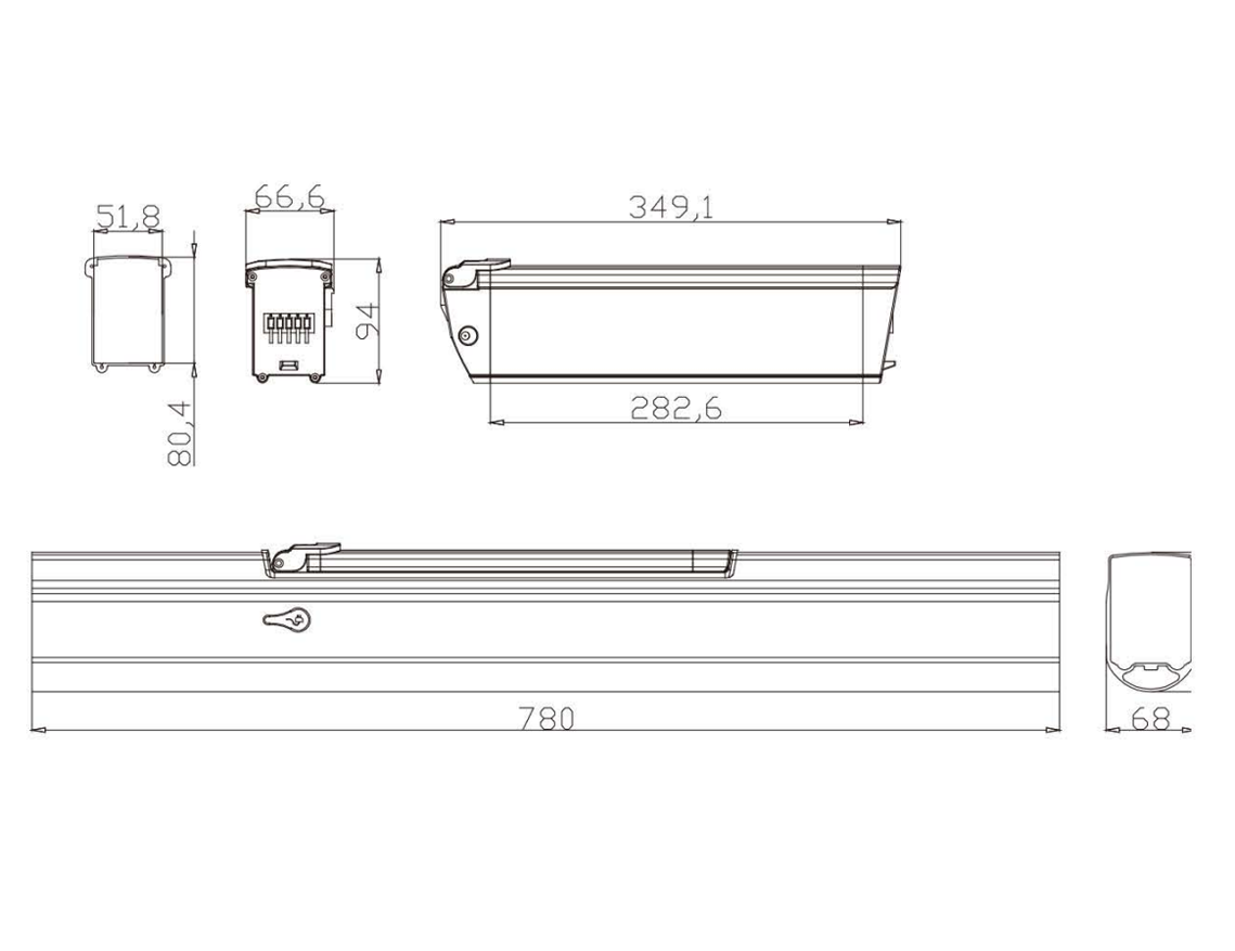 Lushan No.1 E-bike battery-Size