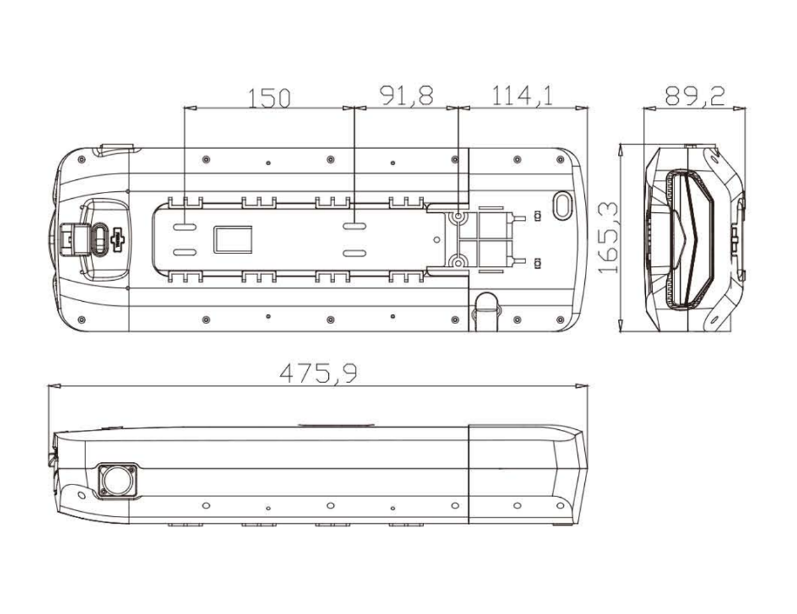 Songxia No.1 back hanger E-bike battery-Size